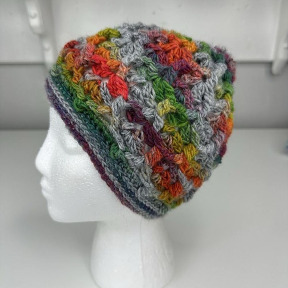 Created By Cyd Crochet Beanie Merino Wool BOHO Winter Hat Artisan Button NEW